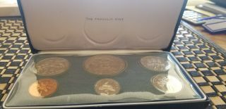 Vintage 1970 Jamaica 7 Coin Silver Proof Coin Set Minted At The Franklin