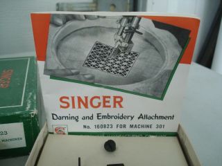 Vintage Singer Darning And Embroidery Attachment 160823 For Singer 301 W/ins Box