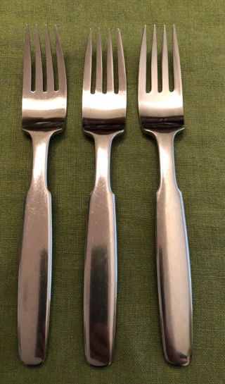 3 Vintage Kronos Lauffer By Towle Japan 18/8 Satin Stainless Steel Dinner Forks