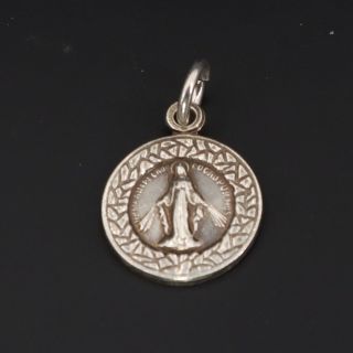 Vtg Sterling Silver - Catholic Virgin Mary Religious Medal Pendant - 3g