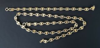 Vintage Anchor Link Matching 20 " Necklace & 7 " Bracelet Gold Tone