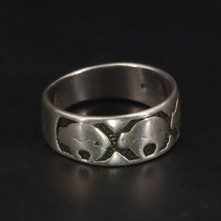Vtg Sterling Silver - Dakota West Southwestern Fetish Bear Ring Size 7.  75 - 4g