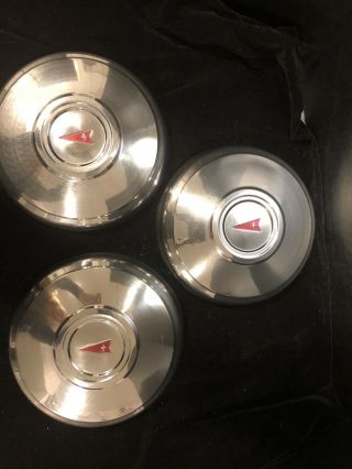 Pontiac Dog Dish Hub Caps 10 1/2 " Set Of 3,  Vintage Pontiac Hub Caps