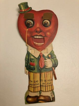 Vintage Valentine Heart Shaped face with Moveable Eyelids and Lips,  circa 1920 ' s 2