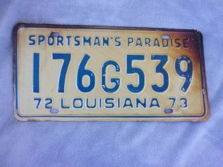1972 Louisiana 1973 License Plate 176g539
