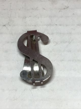 Vintage Metal Silver Color Dollar Sign Money Clip