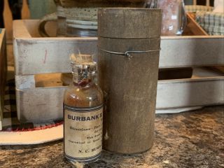 Vintage Burbank’s Trout Oil Bottle With Wooden Box.  Rare Piece