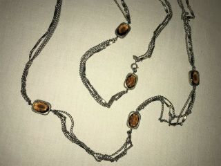Pretty Vtg 1967 Sarah Coventry Golden Embers Necklace 52 " Faceted Topaz Beads