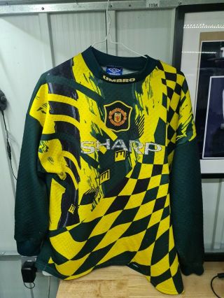 Vintage Manchester United 1995/1997 Goalkeeper Football Shirt Maglia Umbro Xxl