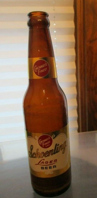 Schoenling Lager Beer 12 Oz Empty Bottle Vintage Cincinnati 
