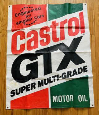 Vintage Castrol Gtx Motor Oil Banner 39 X 50 Inches