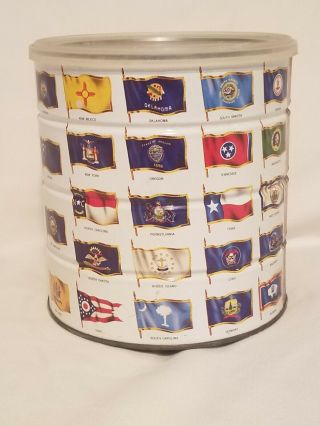 Vintage Hills Brothers Flags of the 50 Fifty States Coffee Tin / Can - 1970 2