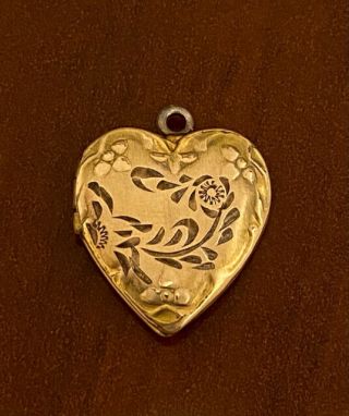 Vintage 10k Gold Filled Engraved Heart Locket Pendant