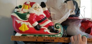 Vintage Light Up Blow Mold Santa With Toys In Sleigh 1970 Empire