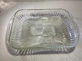 Vintage Lasagna Pan/dish Clear Cut Glass Sunbeam Design Really Unique Ovenproof