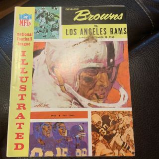 Vtg September 29,  1963 Cleveland Browns Vs Los Angeles Rams Program Illustrated