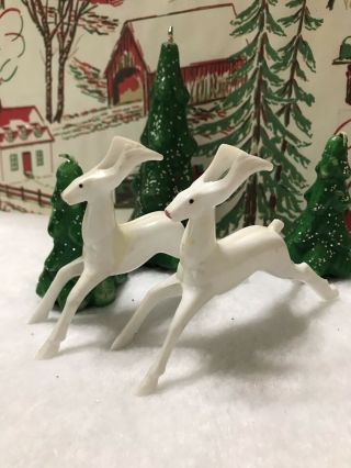 (2) Vintage 1940 - 50s Hard Plastic Reindeer Christmas Decorations E.  Rosen