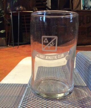 Vintage Detroit Athletic Club Dac - Etched Logo Drinking Glass Rare