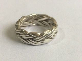 Solid 925 Sterling Silver Vintage Weaved Band Ring 8 Grams Size N 1/2