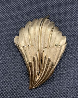Vintage Crown Trifari Brooch Goldtone Fan Pin