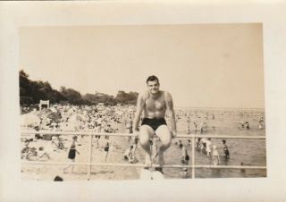 Vintage Photo Of Male Tattooed Swimmer,  Gay Interest,  Athletic Man,  Muscles