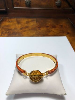Vintage Italy Mod Dep 24kt Gold Plated Snake Bangle Bracelet Citrine Paved Stone
