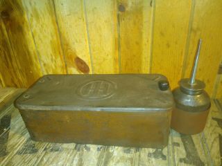 Antique Vintage International Harvester Ihc Tool Box & Oil Can.  Grain Binder