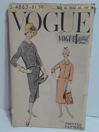 Vintage Vogue Special Design Pattern (1958) - S - 4863 (uncut) - Size 16 (bust 36)
