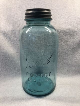 Vintage 8 Half Gallon Aqua Blue Ball Perfect Mason Canning Jar