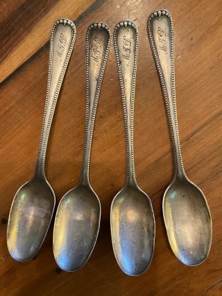 Set Of 4 Vintage Sterling Silver Tea Spoons Monogrammed S7