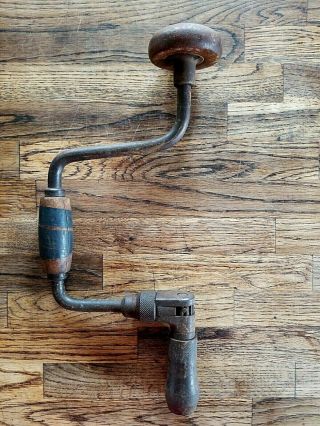 Antique Hand Drill Auger Bit Brace Vintage Tool 4 Wood Knob