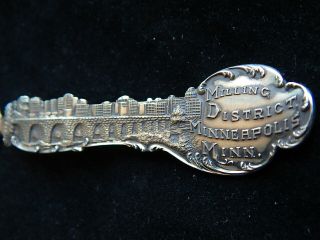 c1910 Minneapolis,  MN Milling Districh Sterling Silver Skyline Spoon Gilt Bowl 3