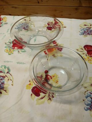 2 Vtg Fire King Blue Philbe Mixing Bowls Glass 8 1/4 " 10 1/4 " Rolled Edge