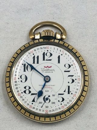 Vintage Waltham Pocket Watch 17 Jewel 10k Rolled Gold Plate Open Face Case Runs