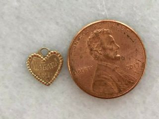 Vintage Antique Niagara Falls Souvenir Heart Charm Pendant Gold Engraved Sweet
