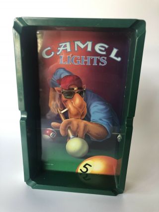 Vintage Joe Camel Ashtray Camel Lights Cigarettes Pool Table Rj Reynolds Green