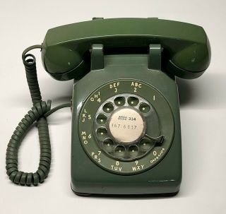 Vintage Western Electric 500 Dm Bell System Green Rotary Dial Desk Phone