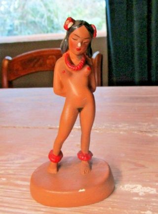 Vintage Carnival Fair Prize Chalkware Nude Naked Pin - Up Hawaiian Hula Girl