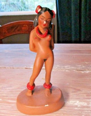Vintage Carnival Fair Prize Chalkware Nude Naked Pin - up Hawaiian Hula Girl 3