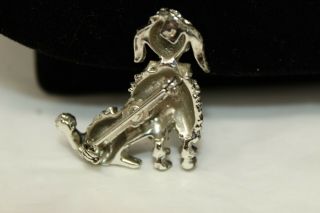 Vintage Silvertone Dog French Poodle Brooch Pin with Red Rhinestone Eyes B 2