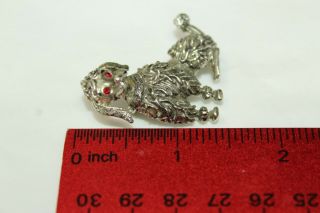 Vintage Silvertone Dog French Poodle Brooch Pin with Red Rhinestone Eyes B 3