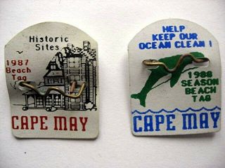 2 Cape May Season Beach Tag S 1987 & 1988 Jersey Nj