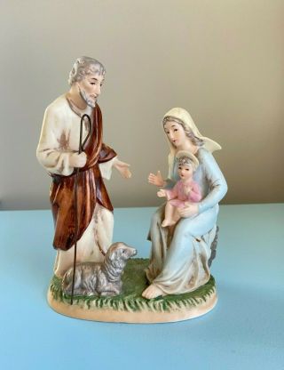 Vintage Holy Family Jesus Mary & Joseph Figurine Ceramic Statue