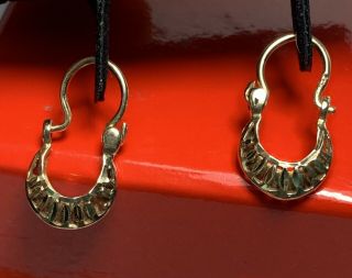 Vintage 14k Gold Children Earrings Hoop