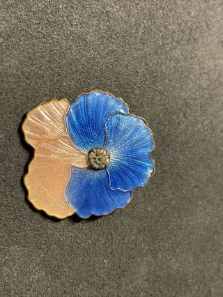 Vintage Blue And Pink Flower Pin Brooch