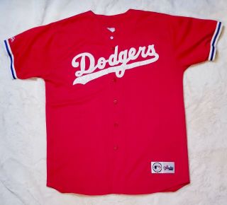 Vintage Los Angeles Dodgers Mlb Red Majestic Jersey Mens Adult Xl