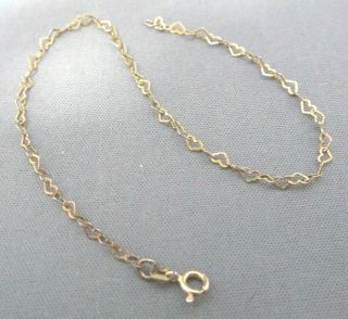 Vintage Italy Infinity Gold Wash Sterling Heart Link Chain Tennis Anklet Bracele