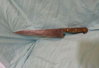 Vintage F.  Dick Butcher Chefs Knife 10.  25 " Blade With Wood Handle Made In Germany