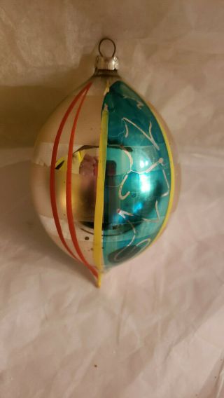 Large Vintage W Germany Hand Painted Teardrop Glass Christmas Ornament