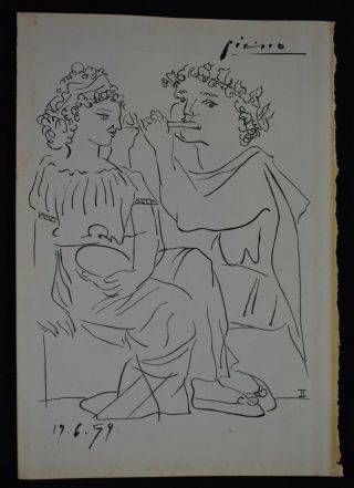 Pablo Picasso - Drawing & Painting,  Inks On Paper,  Art,  Signed,  Vtg,  Artwork
